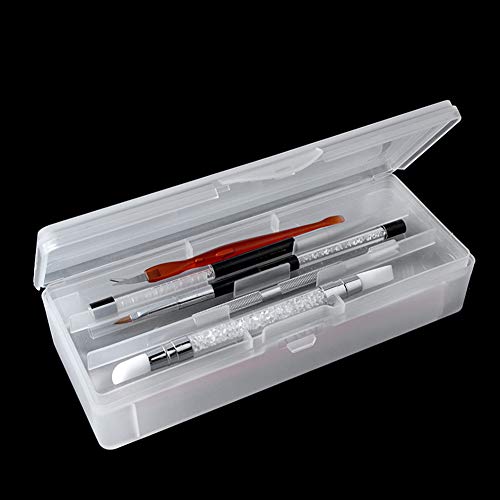 אפור 990 שקוף שכבה כפולה פלסטיק אחסון תיבת נייל אמנות עט מניקור איפור כלי ארגונית - 19.2 סמ/7.56