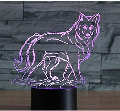 ג ' ינוול 3 זאב כלב בעלי החיים לילה אור מנורת אשליה 7 צבע שינוי מגע מתג שולחן שולחן קישוט מנורות