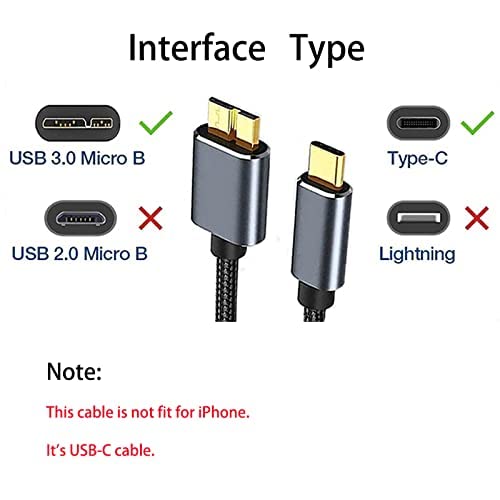 USB 3.0 USB C לכבל מיקרו B, Xizoho 3.3ft USB סוג C ל- USB מיקרו B כבל M/M ניילון קלוע סוג C מטען C