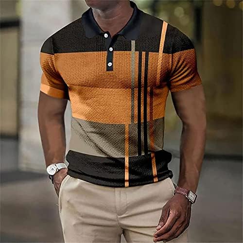 חולצת חולצה חיצונית של גברים גולף חיצוני רחוב 3D הדפס טייס צמרות שרוולים קצרים גיאומטריה כפתורים