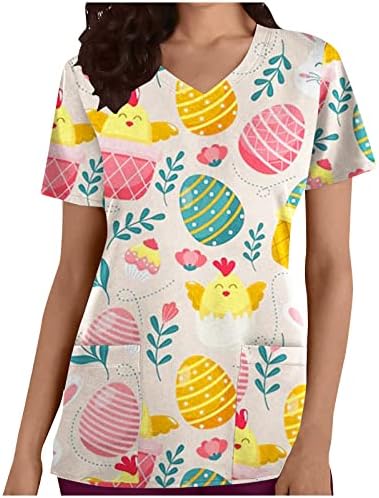 נשים גרפי האנטומיה לשפשף שמח מתנה פסחא ביצה בסיסית חולצה חולצה עבור בנות סתיו קיץ עם כיסים
