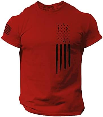 חולצת טריקו של דגל אמריקאי של גברים קיץ שרוול מזדמן חולצות גרפיות חולצות הדפסה צמרות אימון שרירים מגניב טי פטריוטי