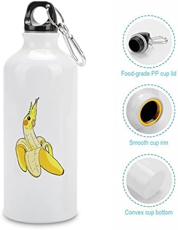 בקבוקי מי אלומיניום של בננה מצחיקים בקבוקי מים עם קרבינר לשימוש חוזר ספל נסיעות ספורט לקמפינג אופניים