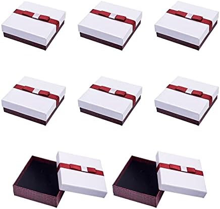 12 יחידות שחור קראפט כותנה מלא קרטון תכשיטי סט קופסות מלבן טבעת שרשרת צמיד תליוני קופסות עם ספוג