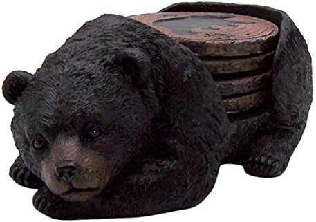 מחזיק רכבת דוב שחור ישן עם 4 תחתיות דובים, 7 אינץ '