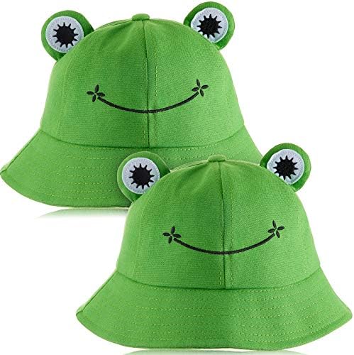 2 חתיכות צפרדע דלי כובע חמוד כובע דייג צפרדע דלי שמש הגנת כובע רחב ברים דייג כובע