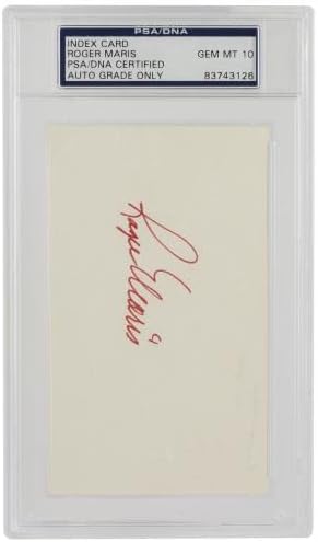 רוג 'ר מאריס ניו יורק יאנקיס חתם על כרטיס אינדקס של פ. ס. א./די. אן. איי. ג' ם הר 10 - מגלב