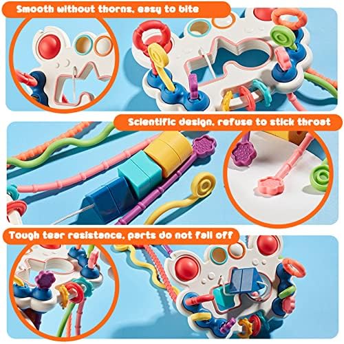 תינוקות מונטסורי צעצועים צעצועים חושיים לפעוטות 18+ חודשים סיליקון משיכה חוט צעצועים אינטראקטיביים