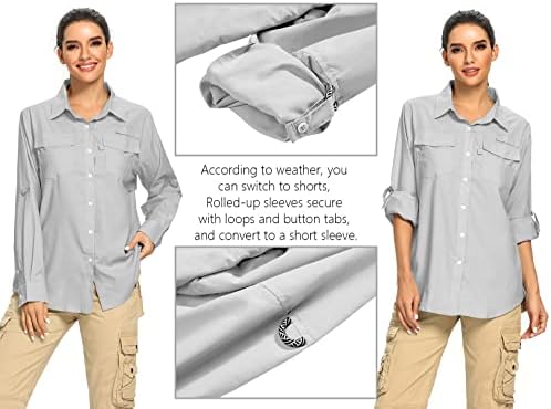 ג'סי קידדן נשים מהירות יבש יבש הגנה על UV הגנה על המרה של חולצות שרוול ארוך לטיולים בקמפינג שייט