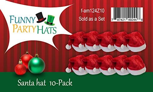מצחיק מסיבת כובעי 10 חבילה של קטיפה סנטה כובעי-חג המולד כובעי בתפזורת-שדון כובע - מסורתי אדום חג המולד