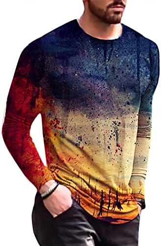 חולצות טריקו מודפסות דיגיטליות של XXBR לגברים, 2021 סתיו שרוול ארוך צווארון צווארון אופנה קיץ דק-כושר