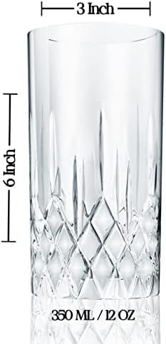 כוסות שתייה למונסודה - סט כוסות מים פרימיום של כוסות בגזרת קריסטל בגובה 4-12 עוז ללימונדה, מיץ, קוקטיילים-סט