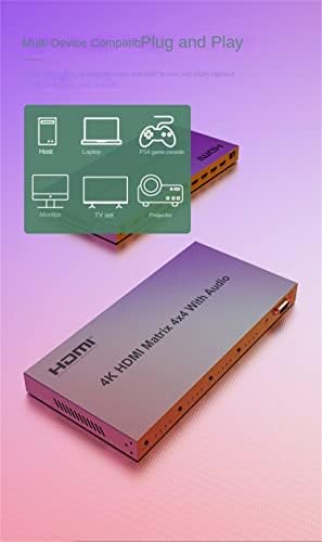 מטריקס 4K HDMI 4x4 עם שמע ， מתג מטריקס HDMI 4x4 עם חולץ שמע 4 ב -4 HDMI 2.0 מתג מטריקס מתג בורר תיבת בורר תמיכה
