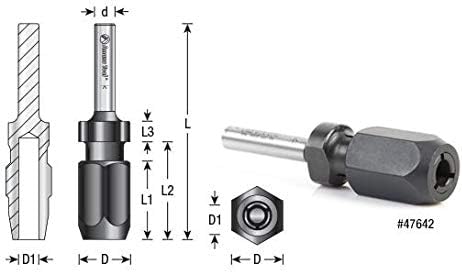 כלי אמנה - 47648 1/4 Shank CNC מתאם תוסף עבור 1/8 חתיכות נתב שוק