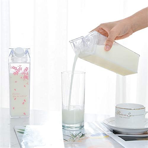 Fanovo 3 חבילות חלב קרטון מים בקבוק מים צלולים חלב מרובע בקבוקי פלסטיק אטום דליפה
