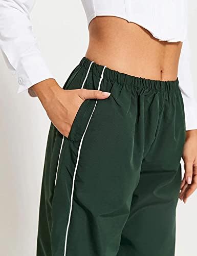 מכנסי מצנח לנשים מכנסי מטען מכנסיים אלסטיים מותניים רחבים מכנסיים