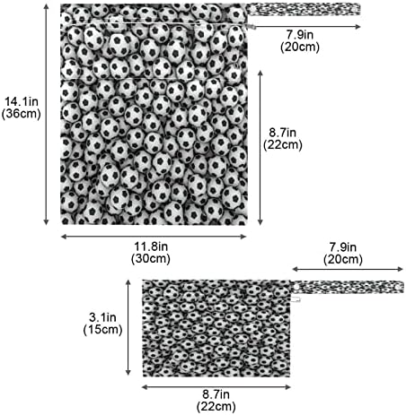 כדורגל כדורגל כדורגל דפוס אמנות רטוב תיק יבש 2 חבילה עם רוכסן, תיק חיתול בד ספורט מארגן שקית אטום למים רטוב