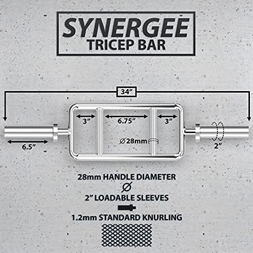 Synergee Tricep Bar 25 £ לרווחים ונוחות מקסימליים להרחבות, תלתלים ואימונים דחופים - ציוד תרגיל