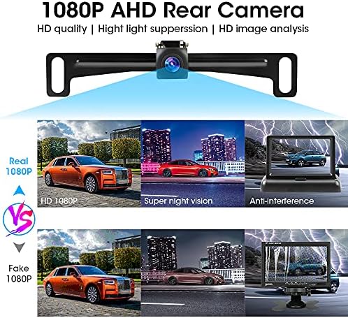 2021 הכי חדש גיבוי מצלמה לרכב עם צג, 1080 מצלמה אחורית משופר ראיית לילה עם לוחית רישוי מצלמה סוגר