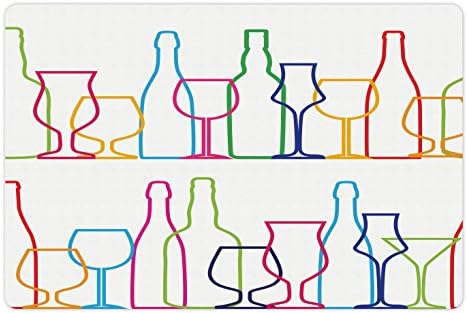 אמבסון יין לחיות מחמד מחצלת עבור מזון ומים, צבעוני מתאר בקבוקי משקפיים בר מסיבת לשתות קוקטיילים מודרני