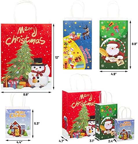 16 יחידות חג המולד מתנת שקיות סט חג מתנות לטפל שקיות חורף נייר שקיות עם סנטה איל חג המולד המפלגה