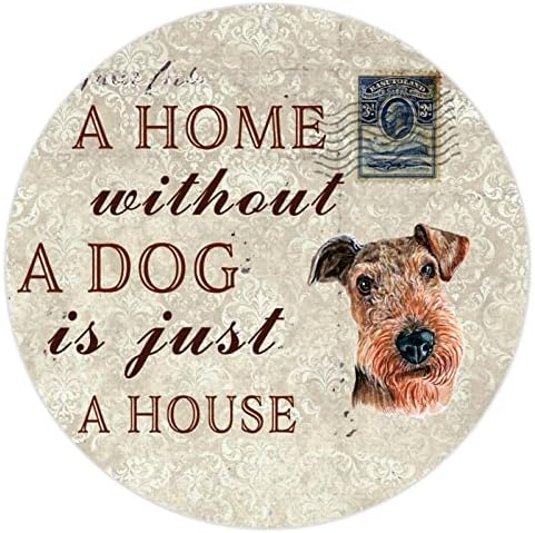 לוח כלבים מתכת מצחיק לוח בית בלי כלב הוא רק בית רטרו עגול עגול דלת כלב מחמד קולב עם ציטוט כלב