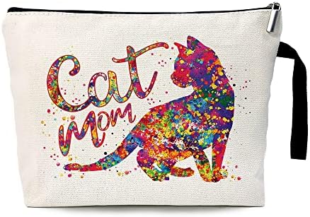תיק קוסמטי של Zhantuone ， Mom Cat ， מתנות לאוהבות חתולים לנשים ， מתנות לאמא חתול לנשים ， מתנה לחתול
