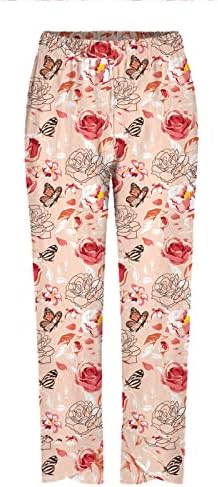 Grge beuu פיל הרם מכנסיים נשים מותניים אלסטיות מכנסי טרנינג רופפים מזדמנים עם פרח כיס מודפסים מכנסיים