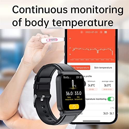 CQCCYD Fitness Watch Smart, Bluetooth 5.1 שיחה, 1.83 אינץ 'טמפרטורת מסך מלא-מגע, ניטור גלוקוז בדם