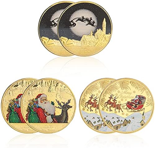 6 יחידים מטבעות זיכרון לחג המולד מטבעות מזכרת מטבע מזכרת מטבע חג המולד עם מארז פלסטיק ברור למלאי