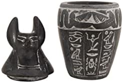 קבעו 4 אמנות מצרית צנצנות קטנות בחוקיות בנים של אבן אפור הורוס עם הירוגליפים שנעשו במצרים.