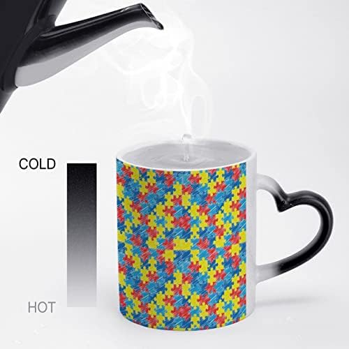 צבע אוטיזם מודעות לפאזל קפה ספל קרמיקה מחליף כוס כוס כוסות תה למתנות ביתיות משרדיות