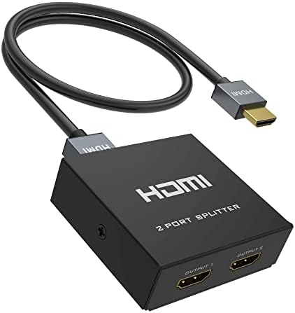 מפצל 4K HDMI 1 ב 2 OUT + כבל HDMI, יינקר 2 דרך HDMI מפצל למסכים כפולים 1x2 4KX2K@30Hz W/AC מתאם, כפילות