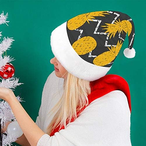 חג המולד סנטה כובע, זהב אננס גיאומטרי פס חג המולד חג כובע למבוגרים, יוניסקס נוחות חג המולד כובעי לשנה