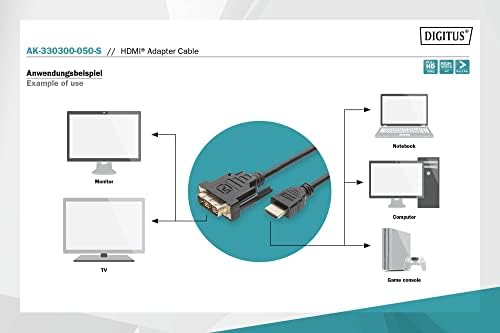 Assmann HDMI 1.3 כבל מתאם סטנדרטי HDMI A M /DVI-D M 5M