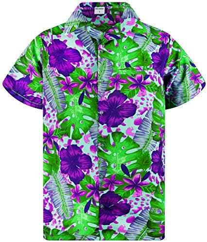 קינג קמהא פאנקי חולצה הוואי גברים קצרים קדמים קדמיים הוואי הדפסים משאיר פרחים כל