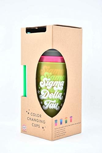 Sorority Shop Sigma Delta Tau Color Sups כוסות - חבילה של 4 כוסות לשימוש חוזר עם מכסים וקשיות, גביע טאו
