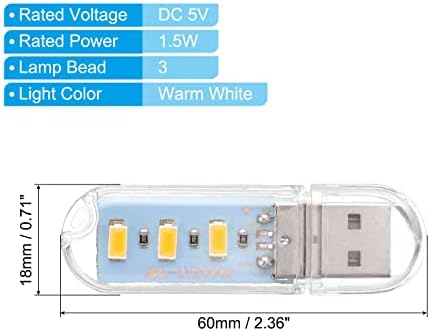 תאורת לילה USB של פטיקיל, 8 חבילות תוספות ניידות מיני מנורה LED מקל 3 חרוזים לעיצוב הבית קריאה קמפינג שינה,