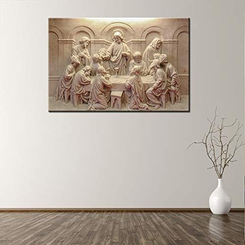 קישוטי סלון לורד סעודה תמונה תמונת הסעודה האחרונה ציורי סגנון פיסול האחרון על בד 12 שליחים קיר יצירות