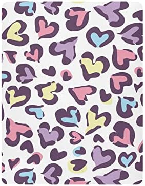 Alaza Heart Leopard Print Print Sheetah יריעות עריסה מצוידות בסדין בסינט לבנים פעוטות תינוקות,