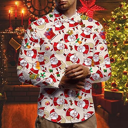 WOCACHI 2022 כפתור לחג המולד חדש לחג המולד, חולצות מעצבות, 3D מצחיק חג המולד מצחיק סנטה פתית שלג הדפסת