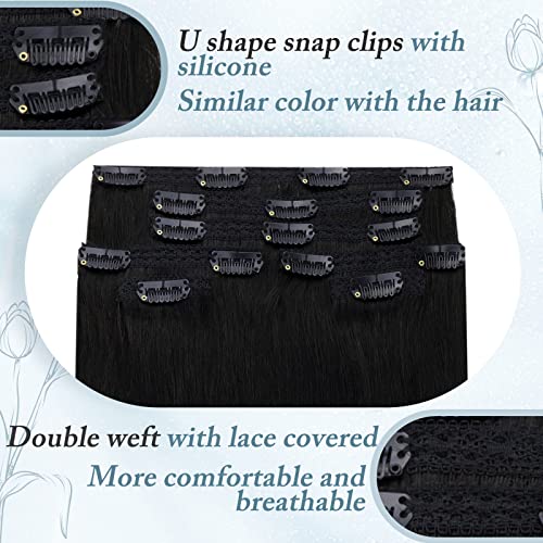 לקנות יחד לחסוך יותר מסילה שחור קליפ בתוספות שיער אמיתי שיער טבעי קליפ שיער הרחבות 1 ב טבעי שחור 22 אינץ 105 גרם