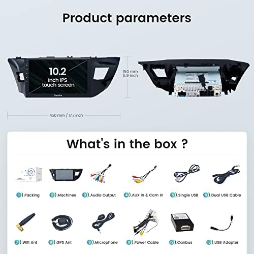 Dasaita עם Scout HD 10.2 רדיו לרכב אנדרואיד לטויוטה קורולה 2014 2015 Carplay Android Auto IP