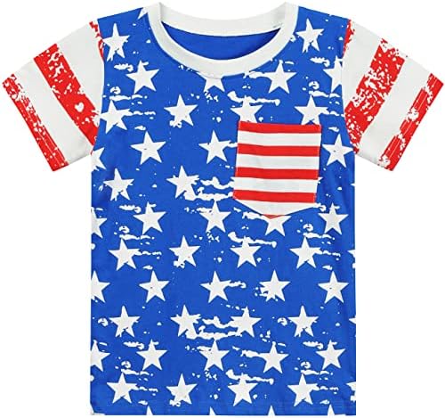 בנים פעוטות של אולה 4 ביולי חולצת טריקו לילדים דגל אמריקאי חולצות טריקו פטריוטיות טיז עצמאות יום עצמאות 2-7
