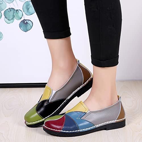 נעליים שטוחות לנשים נעליים לבושות פנאי ארבע עונות צבע מלא מלאכותי ללא החלקה עגול בוהן עגולה נעליים