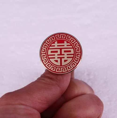 סמל אושר כפול אדום סיני מעטפת סמל סין שנה השנה החתונה 1.15 תג סיכת אמייל