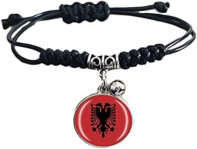 אלבניה דגל קלוע צמיד ניילון שרשרת קריסטל צמיד מזכרות, אופנה בעבודת יד צמיד לגבר & מגבר; אישה