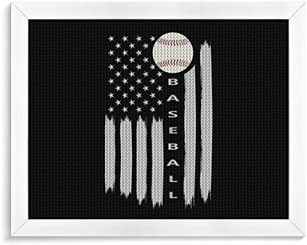 בייסבול עם דגל אמריקאי ערכות ציור יהלומים מסגרת תמונה 5D DIY מקדחה מלאה ריינסטון אמנויות עיצוב קיר למבוגרים