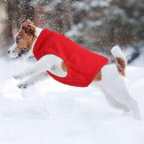 אפוד פליס כלב 4 חתיכות כלב מזג אוויר קר כלב ז'קט נעים בגדי כלב חורף אפוד סוודר מחמד עם טבעת רצועה לכלבים