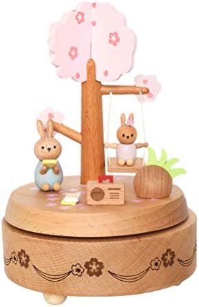 ארנב ארנב ארנב קופסת מוסיקה קופסה מקסימה קופסא מוזיקלית וינטג 'ארנב דגם מלאכה קישוט שולחן עבודה צעצוע
